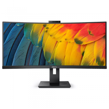 Монітор 34" Philips 34B1U5600CH, WQHD, VA, 100Гц, вигнутий, HDMI, DP, USB-C, RJ-45, USB-hub, webcam, HAS
