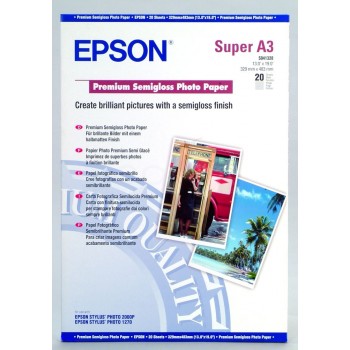 бумага Epson A3+ 250g Premium Semigloss Photo Paper, 20 л.