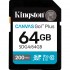 Карта пам'яті SD 64GB SDXC Canvas Go Plus Gen4 200MB/ s C10 UHS-I U3 V30 SDG4/64GB Kingston (SDG4/64GB)