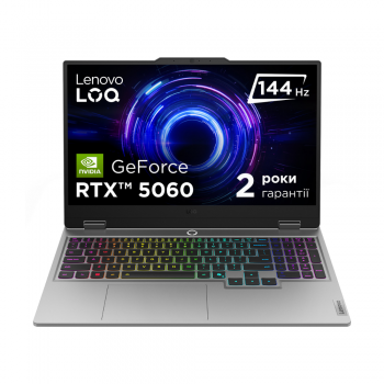 Ноутбук Lenovo LOQ 15IRX10 (83JE00MTRA) 15.6FM/i5-13450HX/32/1TB SSD/RTX 5060 8GB/ DOS/BL_RGB/Luna grey LOQ 15IRX10
