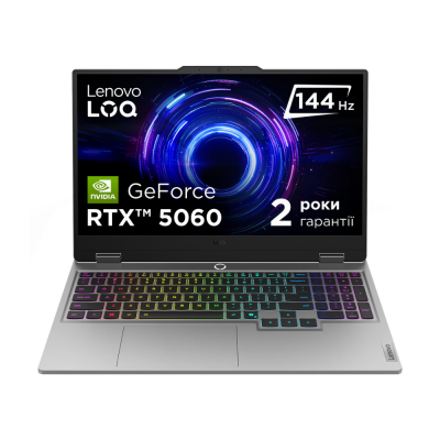 Ноутбук Lenovo LOQ 15IRX10 (83JE00MTRA) 15.6FM/i5-13450HX/32/1TB SSD/RTX 5060 8GB/ DOS/BL_RGB/Luna grey LOQ 15IRX10