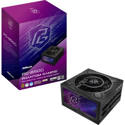 Блок живлення ASRock (PG-850G) 850W, 80 Pluse GOLD, PCIe 5.1 & ATX3 .1, Fully Modular, Native 12V-2x6, 135mm Fan PG-850G