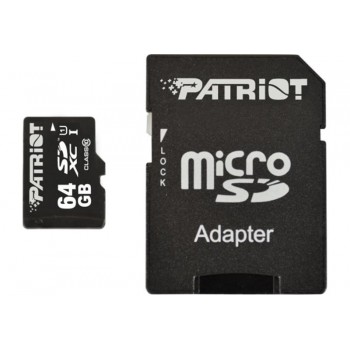 Карта пам'яті MicroSDXC 64GB UHS-I Class 10 Patriot LX + SD-adapter (PSF64GMCSDXC10)