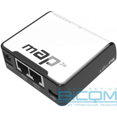Точка доступа Mikrotik mAP 2n (2x10/100 Ethernet ports, 1x micro USB, 1,2 dBi, PoE)