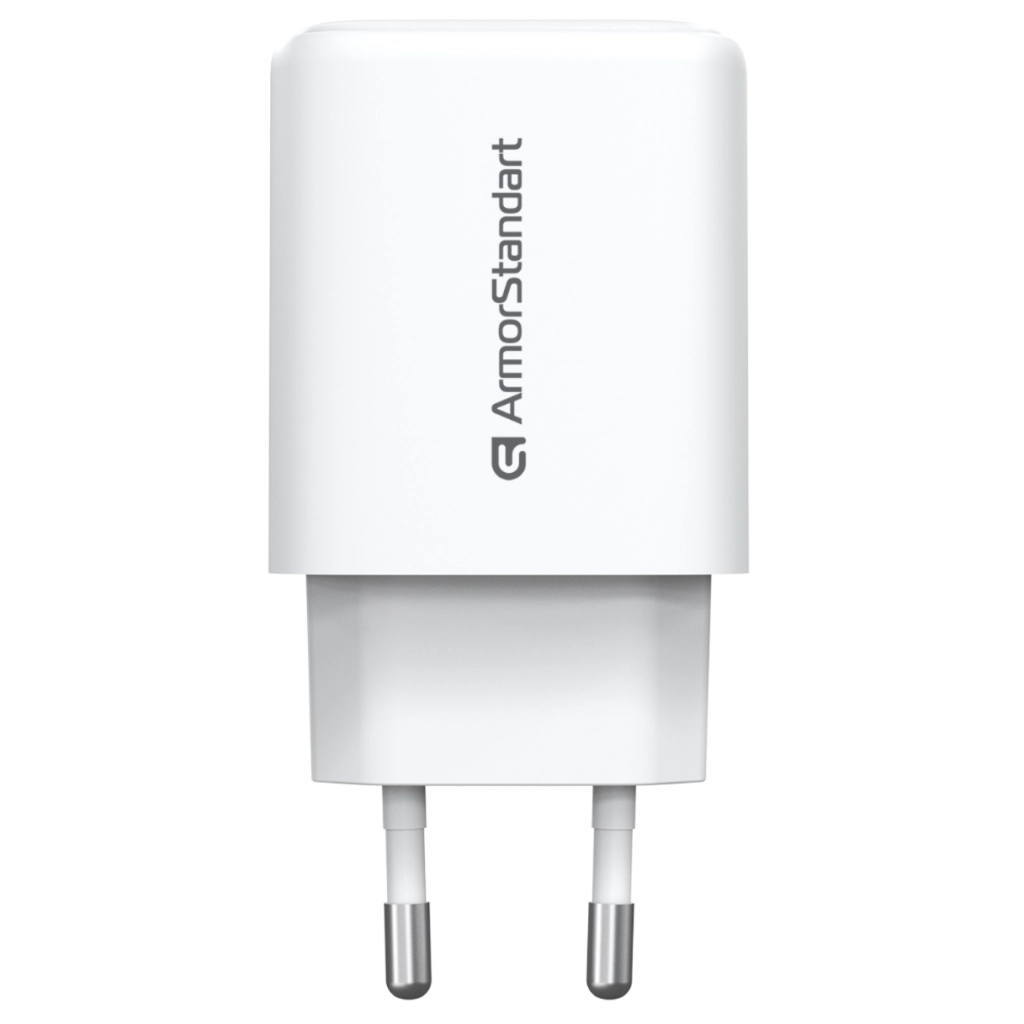 Зарядний пристрій Armorstandart 1xUSB-C + 1xUSB 25W GaN white (ARM89532)
